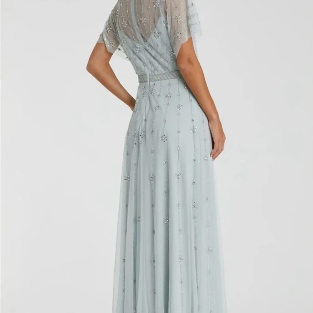 Mac Duggal Pale Blue Beaded Maxi Gown - Picture 3 of 4